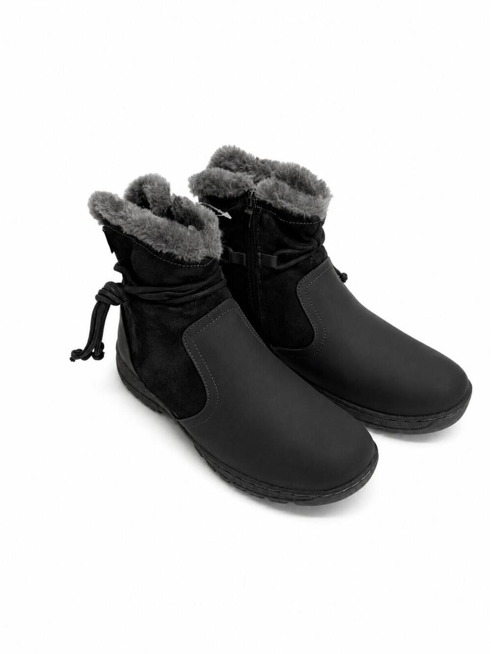Rollda Collection Black Ankle Fuzzy Boots (Size 9)